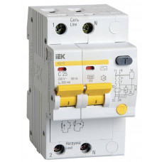 Дифавтомат АД12 2Р 25А 300мА IEK  MAD10-2-025-C-300