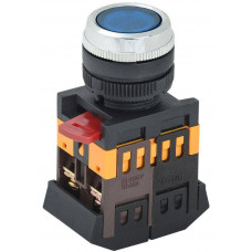 Кнопка ABLFS-22 синий d=22мм неон/240В 1з+1р IEK  BBT30-ABLFS-K07