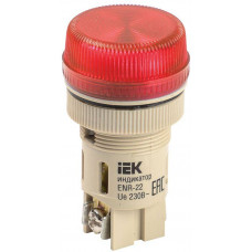 Лампа ENR-22 сигнальная d22мм красный неон 240В цилиндр IEK  BLS40-ENR-K04