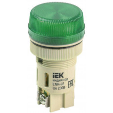 Лампа ENR-22 сигнальная d22мм зеленый неон 240В цилиндр IEK  BLS40-ENR-K06