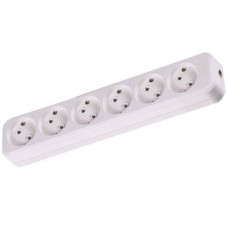 Колодка розеточная 6 гнезд 2П б/з 10А 250В белая TDM ELECTRIC SQ1806-0038