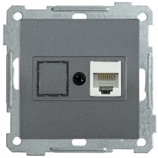 РК10-1-Б Розетка компьютерная RJ45 Cat5e BOLERO антрацит IEK EKB15-01-K95