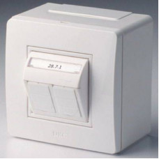 Коробка в сборе с 2 розетками RJ45, кат.5е (телефон / компьютер), белая DKC  10656