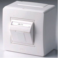 Коробка в сборе с 1 розеткой RJ45, кат.5е (телефон / компьютер), белая DKC  10665