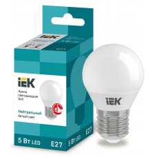 Лампа светодиодная G45 шар 5Вт 230В 4000К E27 IEK  LLE-G45-5-230-40-E27