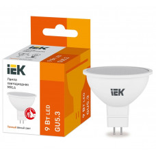 Лампа светодиодная MR16 софит 9Вт 230В 3000К GU5.3 IEK  LLE-MR16-9-230-30-GU5