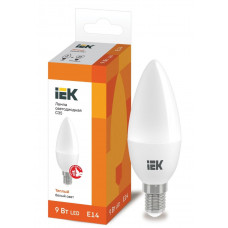 Лампа светодиодная C35 свеча 9Вт 230В 3000К E14 IEK  LLE-C35-9-230-30-E14