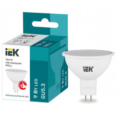 Лампа светодиодная MR16 софит 9Вт 230В 4000К GU5.3 IEK  LLE-MR16-9-230-40-GU5