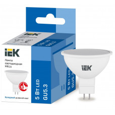 Лампа светодиодная MR16 софит 5Вт 230В 6500К GU5.3 IEK  LLE-MR16-5-230-65-GU5