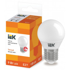 Лампа светодиодная G45 шар 9Вт 230В 3000К E27 IEK  LLE-G45-9-230-30-E27