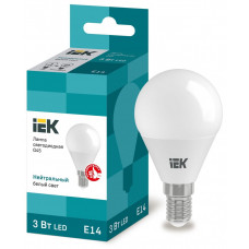 Лампа светодиодная G45 шар 3Вт 230В 4000К E14 IEK  LLE-G45-3-230-40-E14