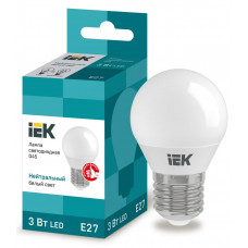 Лампа светодиодная G45 шар 3Вт 230В 4000К E27 IEK  LLE-G45-3-230-40-E27