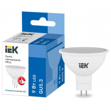 Лампа светодиодная MR16 софит 9Вт 230В 6500К GU5.3 IEK  LLE-MR16-9-230-65-GU5