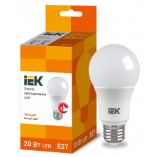 Лампа светодиодная A60 шар 20Вт 230В 3000К E27 IEK  LLE-A60-20-230-30-E27