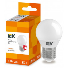 Лампа светодиодная G45 шар 5Вт 230В 3000К E27 IEK  LLE-G45-5-230-30-E27
