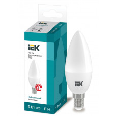 Лампа светодиодная C35 свеча 9Вт 230В 4000К E14 IEK  LLE-C35-9-230-40-E14