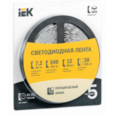 Лента LED 5м LSR-3528w-ww120-96-IP20-12v светодиодная блистер IEK LSR1-8-120-20-1-05